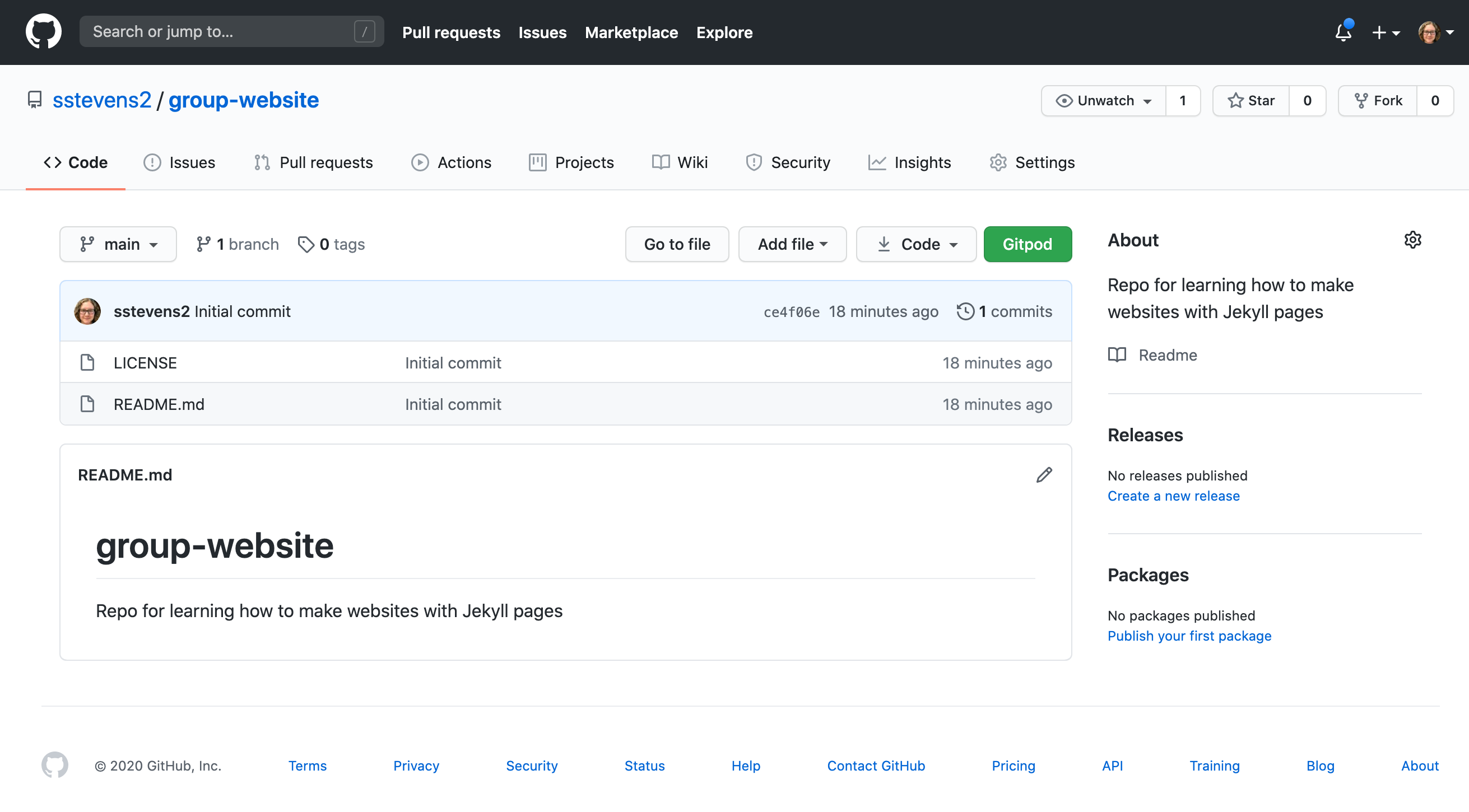 Github repository for the group website