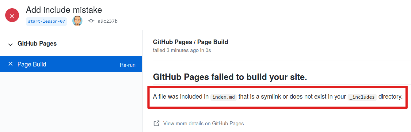 Jekyll failed to build detail