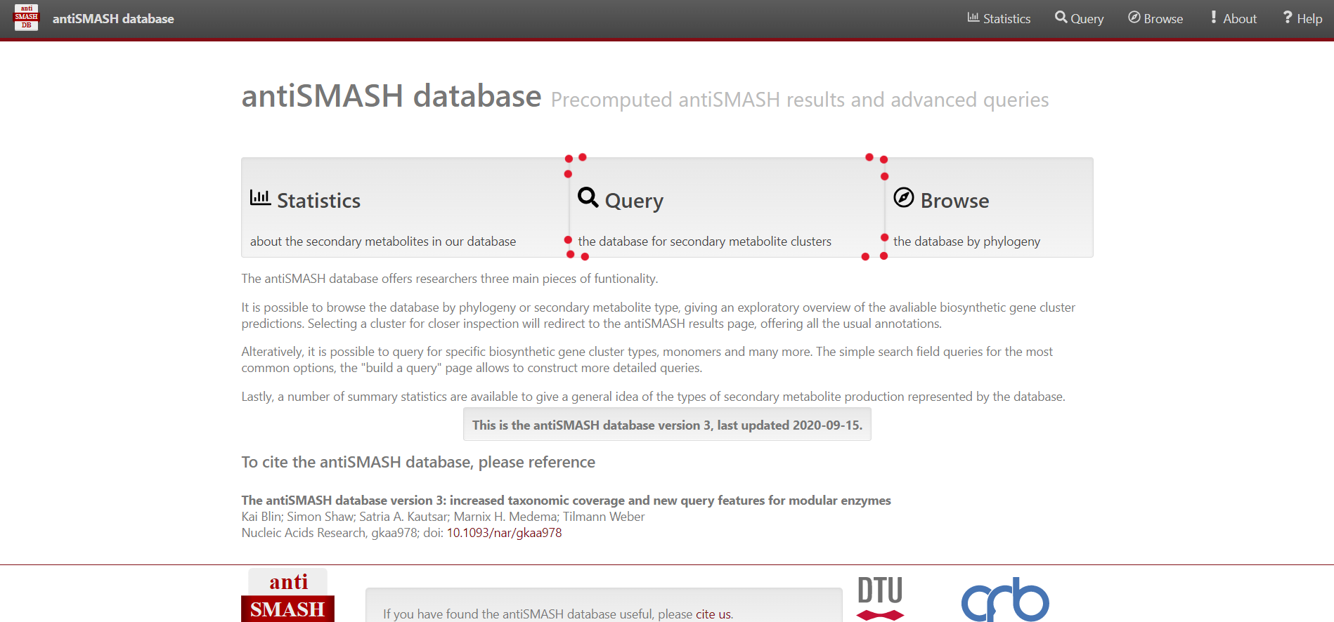 antiSMASH website homepage