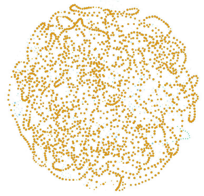 default Gephi visualization after layout specifications