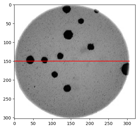 Bacteria colony image with selected pixels marker